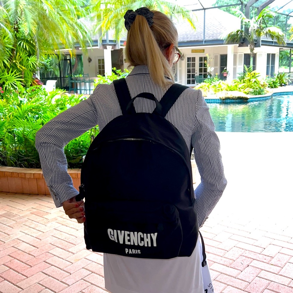 Givenchy Black Nylon Backpack. 16”h x 15”w x 6”d-1/2lb. Unavailable Everywhere!